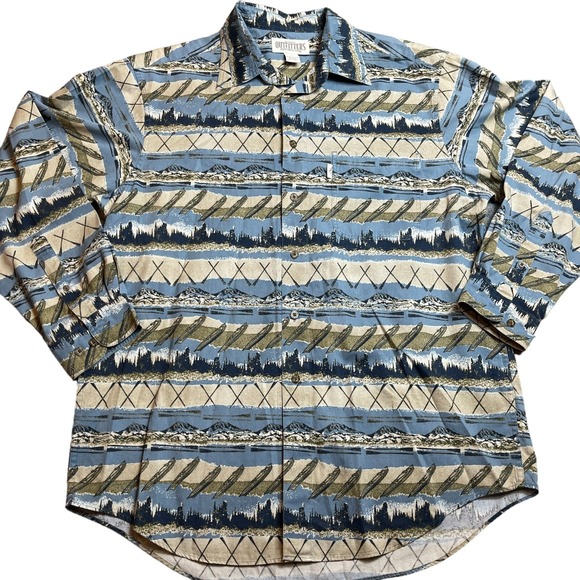 Roundtree & Yorke Other - Outfitters Shirt Mens All Over Print Camp Mountain 100% Cotton Button Down Large